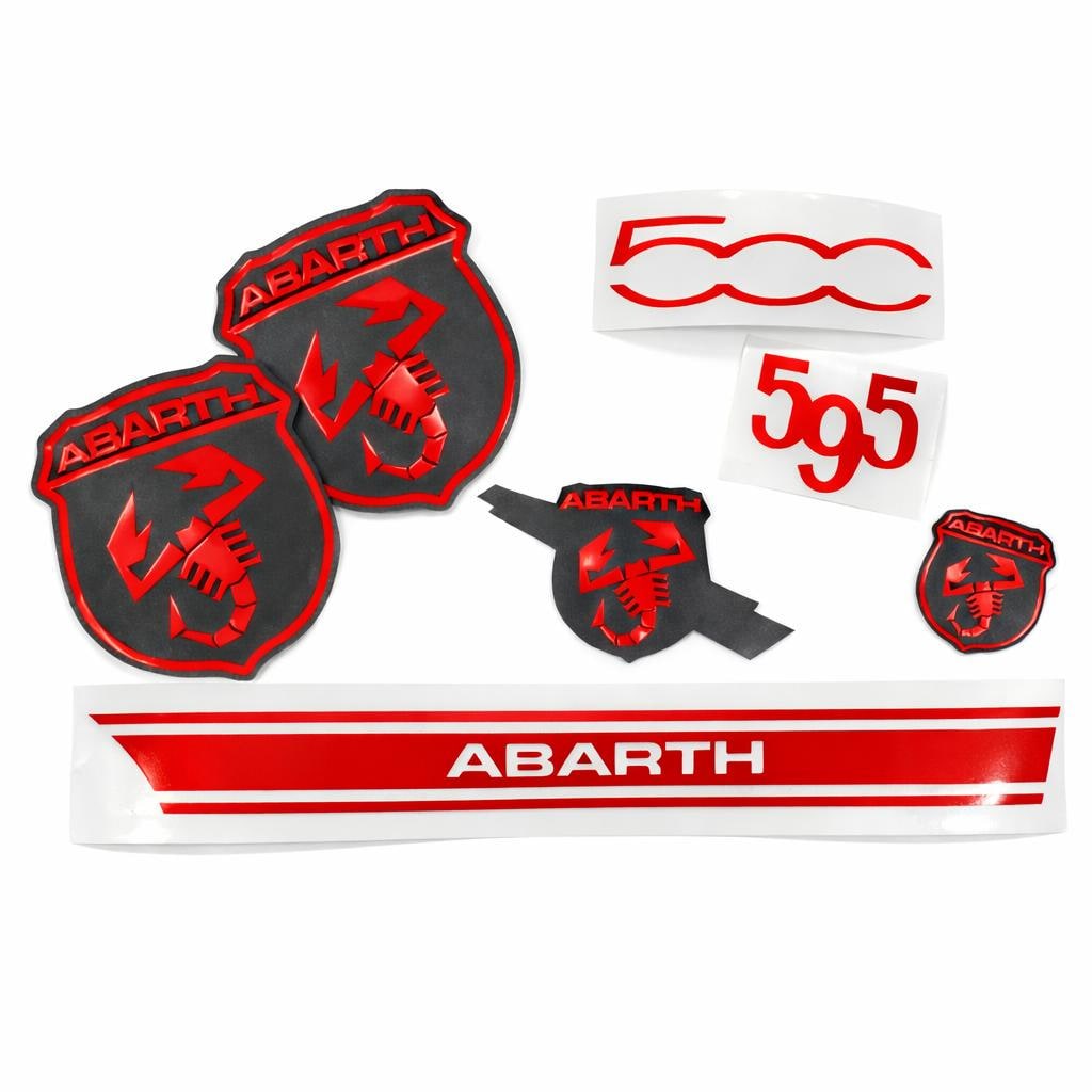 Fiat 500 / 595 Abarth Emblem Overlay Set | Premium Vinyl Sticker Bundle | Custom Badge Cover | Motorsport Look | Easy Install