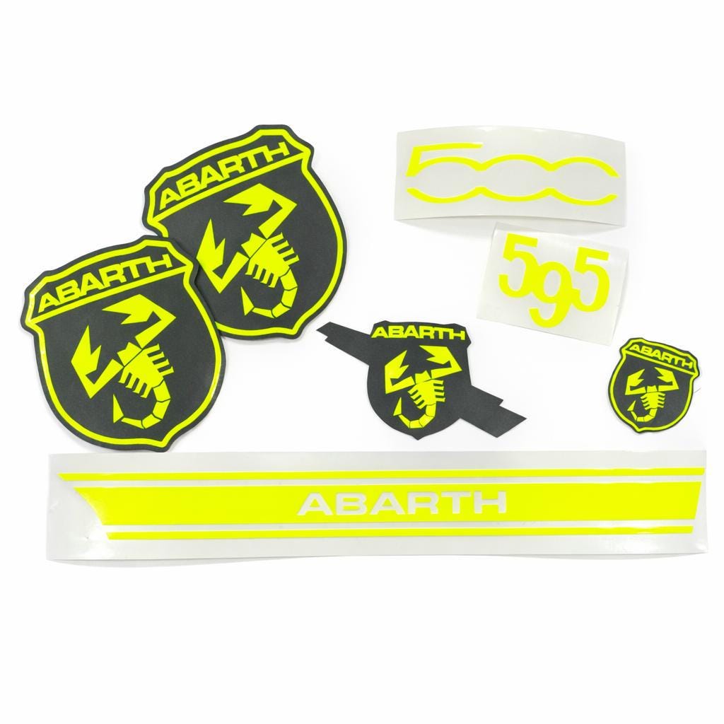 Fiat 500 / 595 Abarth Emblem Overlay Set | Premium Vinyl Sticker Bundle | Custom Badge Cover | Motorsport Look | Easy Install