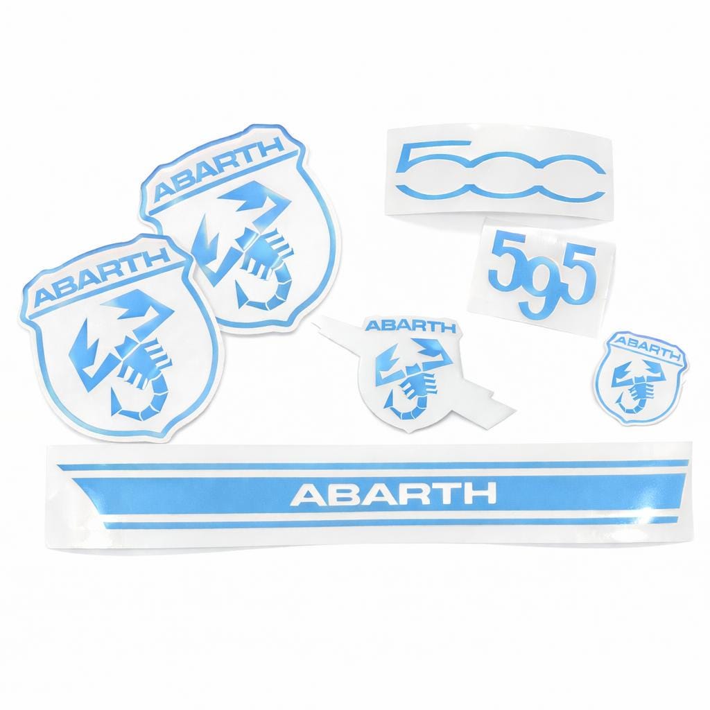 Fiat 500 / 595 Abarth Emblem Overlay Set | Premium Vinyl Sticker Bundle | Custom Badge Cover | Motorsport Look | Easy Install