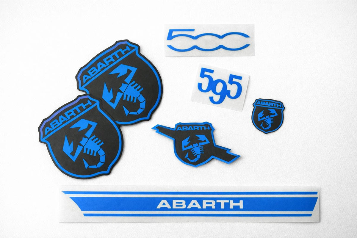 Fiat 500 / 595 Abarth Emblem Overlay Set | Premium Vinyl Sticker Bundle | Custom Badge Cover | Motorsport Look | Easy Install