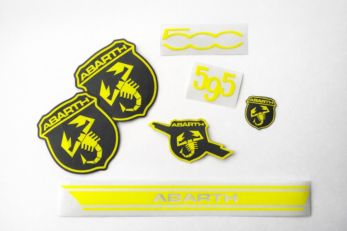 Fiat 500 / 595 Abarth Emblem Overlay Set | Premium Vinyl Sticker Bundle | Custom Badge Cover | Motorsport Look | Easy Install