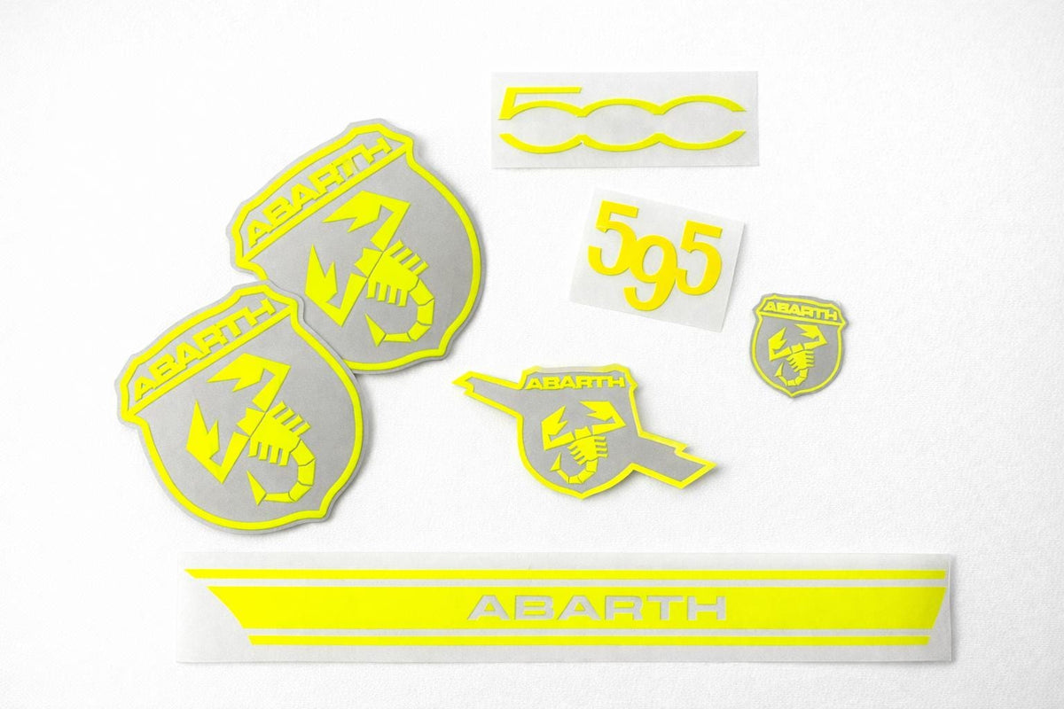 Fiat 500 / 595 Abarth Emblem Overlay Set | Premium Vinyl Sticker Bundle | Custom Badge Cover | Motorsport Look | Easy Install