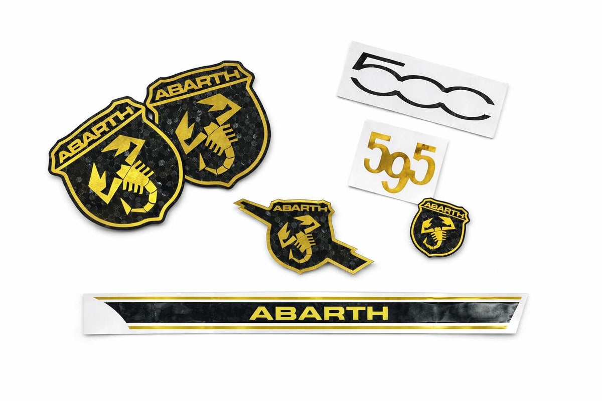 Fiat 500 / 595 Abarth Emblem Overlay Set | Premium Vinyl Sticker Bundle | Custom Badge Cover | Motorsport Look | Easy Install