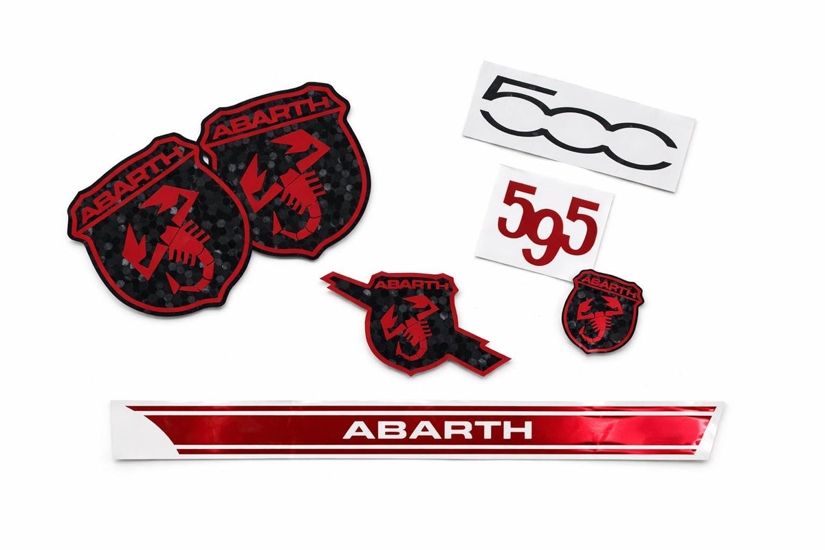 Fiat 500 / 595 Abarth Emblem Overlay Set | Premium Vinyl Sticker Bundle | Custom Badge Cover | Motorsport Look | Easy Install