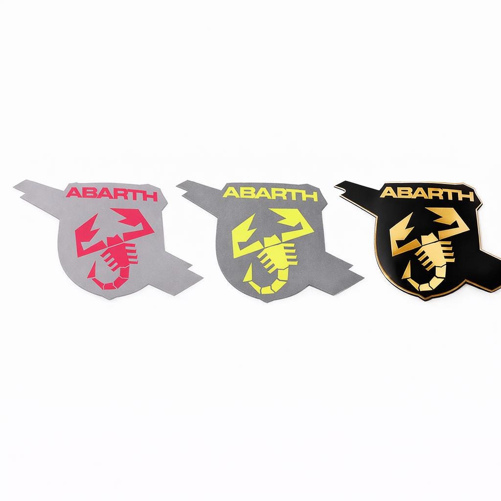 Fiat 500 Abarth Sticker, Emblem Overlay, Vinyl Aufkleber, Custom Look passgenau für Kotflügel Emblem, Abarth Scorpion Decal Custom