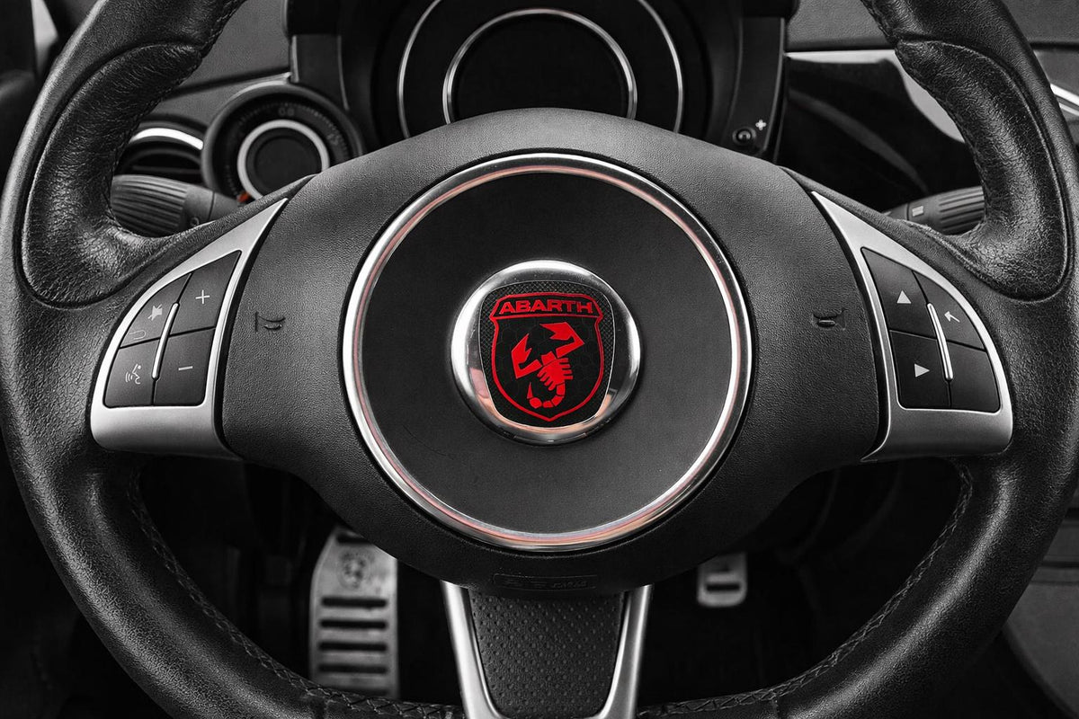 Fiat 500 Abarth Emblem Overlay / Vinyl Aufkleber für Original Emblem / Custom Look passgenau für Lenkrad
