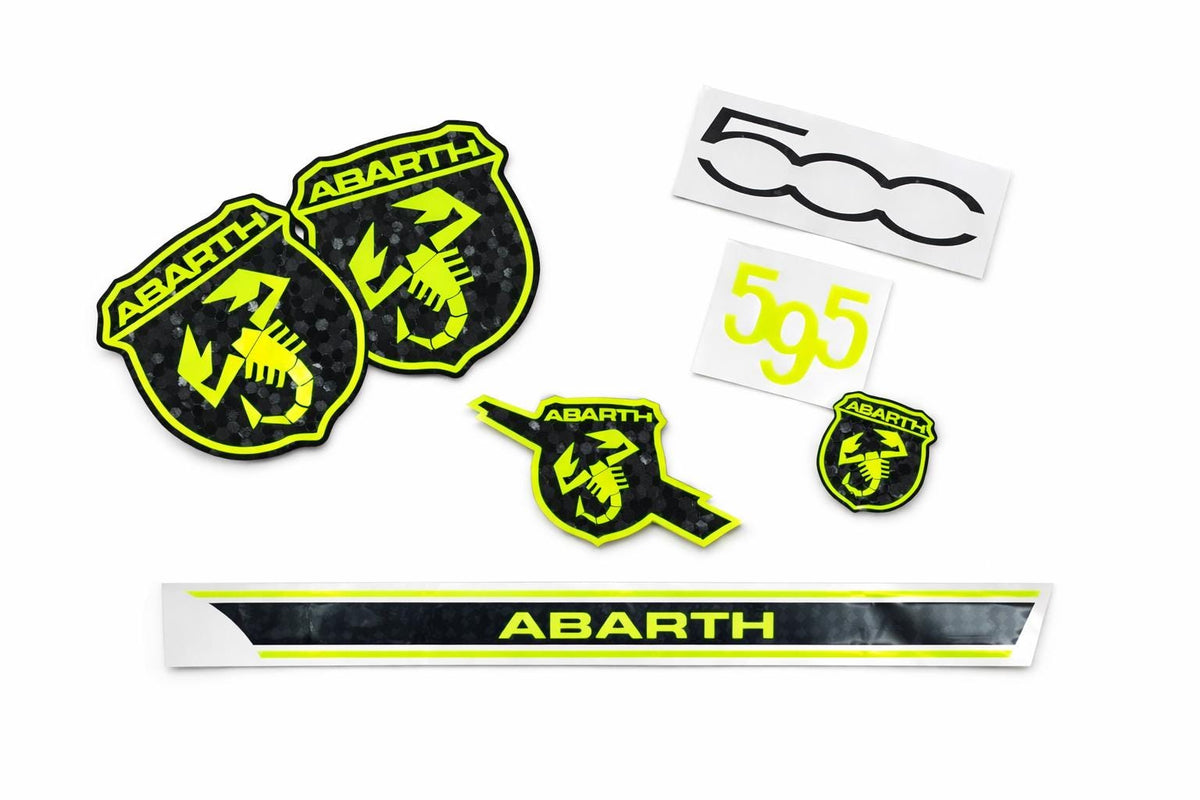 Fiat 500 / 595 Abarth Emblem Overlay Set | Premium Vinyl Sticker Bundle | Custom Badge Cover | Motorsport Look | Easy Install