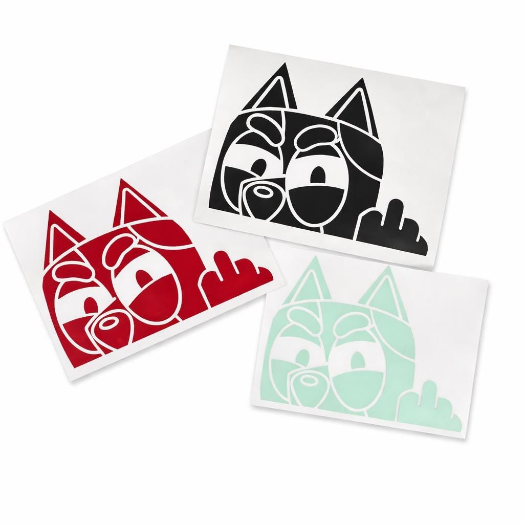 Funny Cartoon Sticker / Fun Vinyl Decal / alle Custom Sticker möglich /Aufkleber Bluey Muffin, Geimeinhorn / Geschenkidee