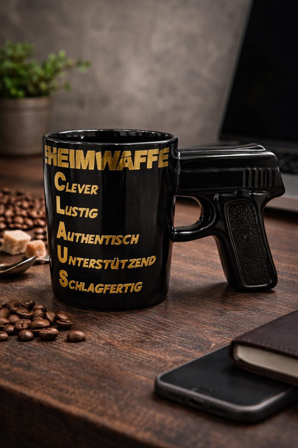 Tasse Geschenk / Papa, Mama, Freund /Deine persönliche Geheimwaffe  als Sticker verewigt