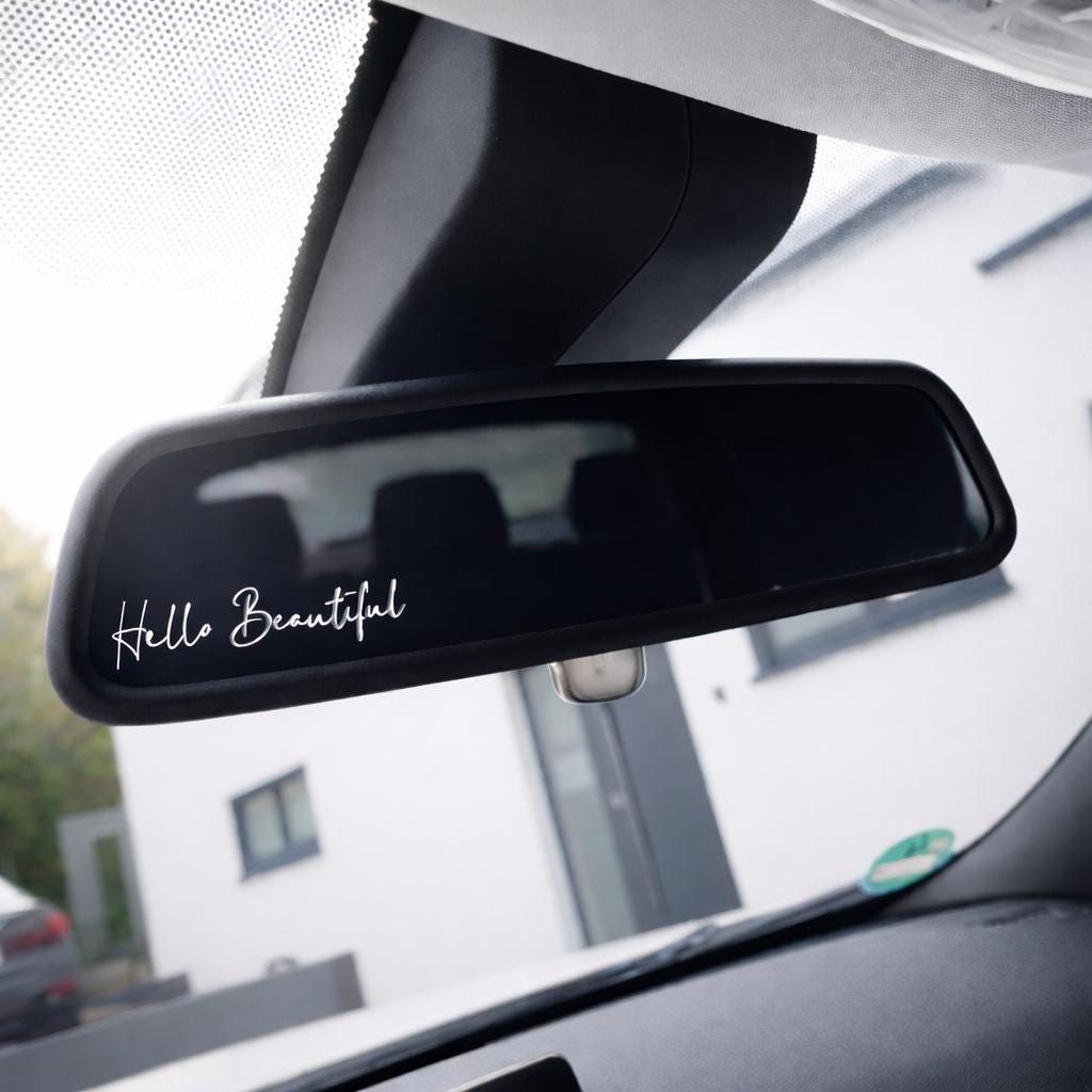 Auto Aufkleber Spiegel Spruch  Beifahrer Prinzessin / Hello Beautiful / I love you drive safe  Geschenk für Freundin,Frau,Partnerin  Auto