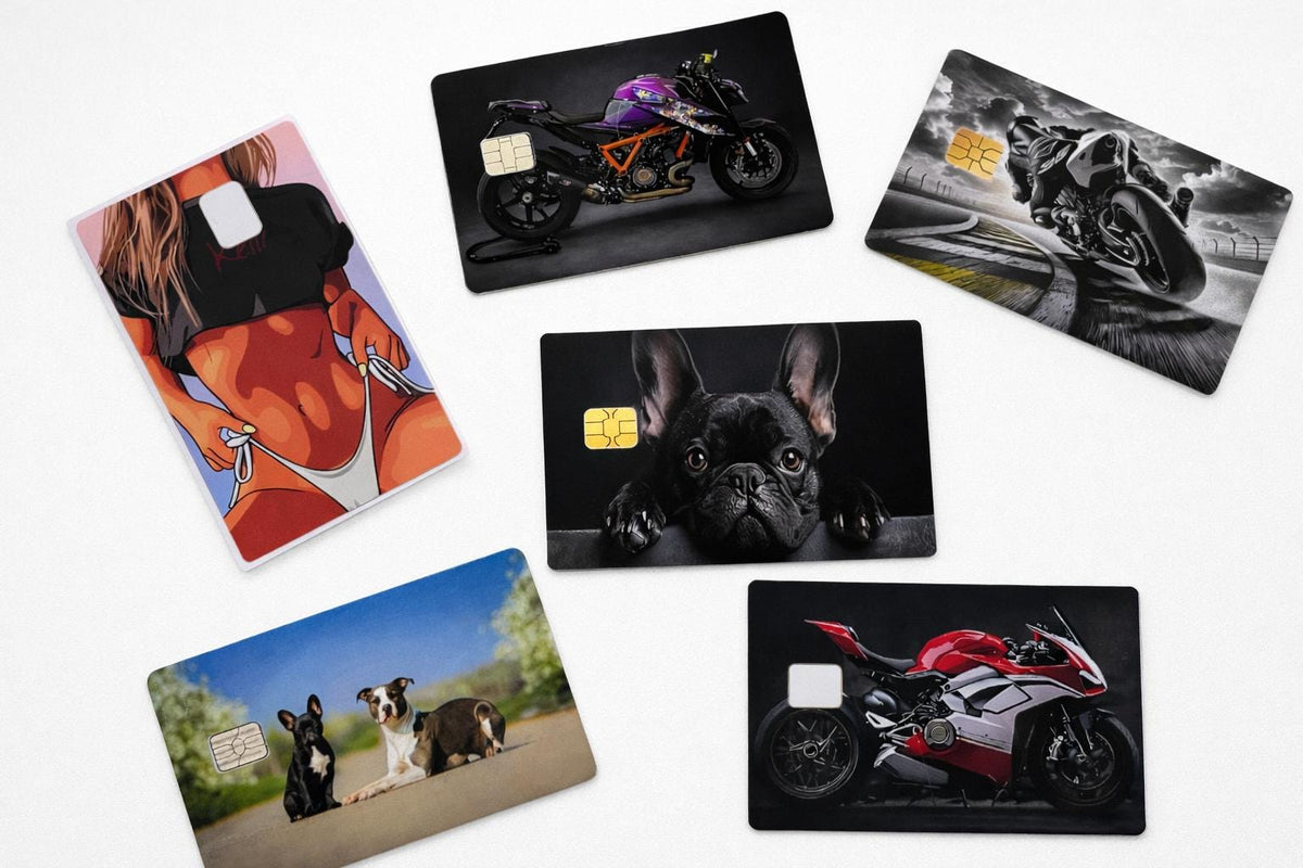 Credit Card Custom Sticker - Unique Bank Card Skin  Cute Dog / Motorcycle / Bikini Design  Debit Card Sticker  Contactless Card Cover