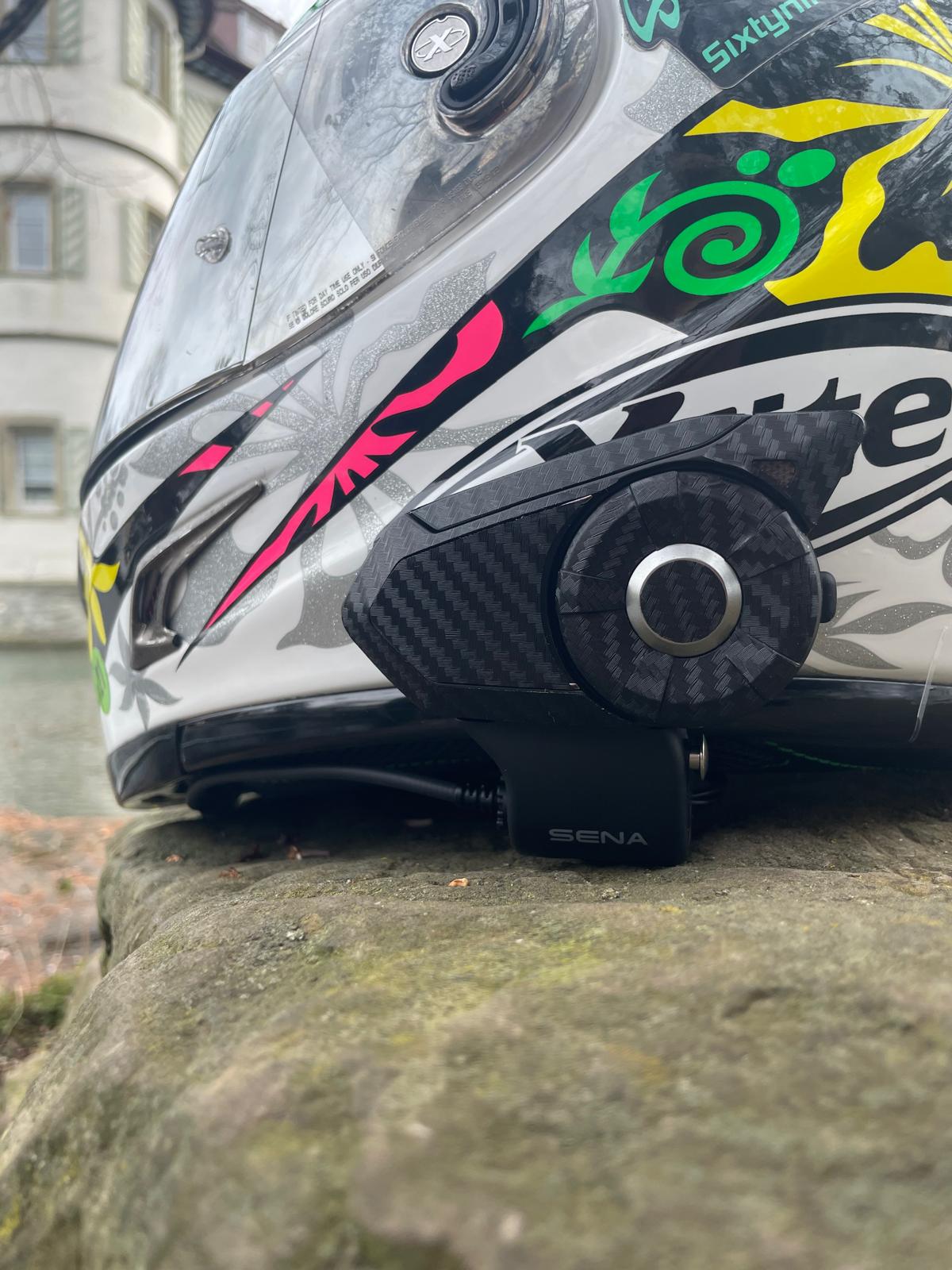 Custom Sena 30K Skin | Personalized Helmet Communicator Cover | Motorcycle Intercom Wrap | Carbon / Custom Design