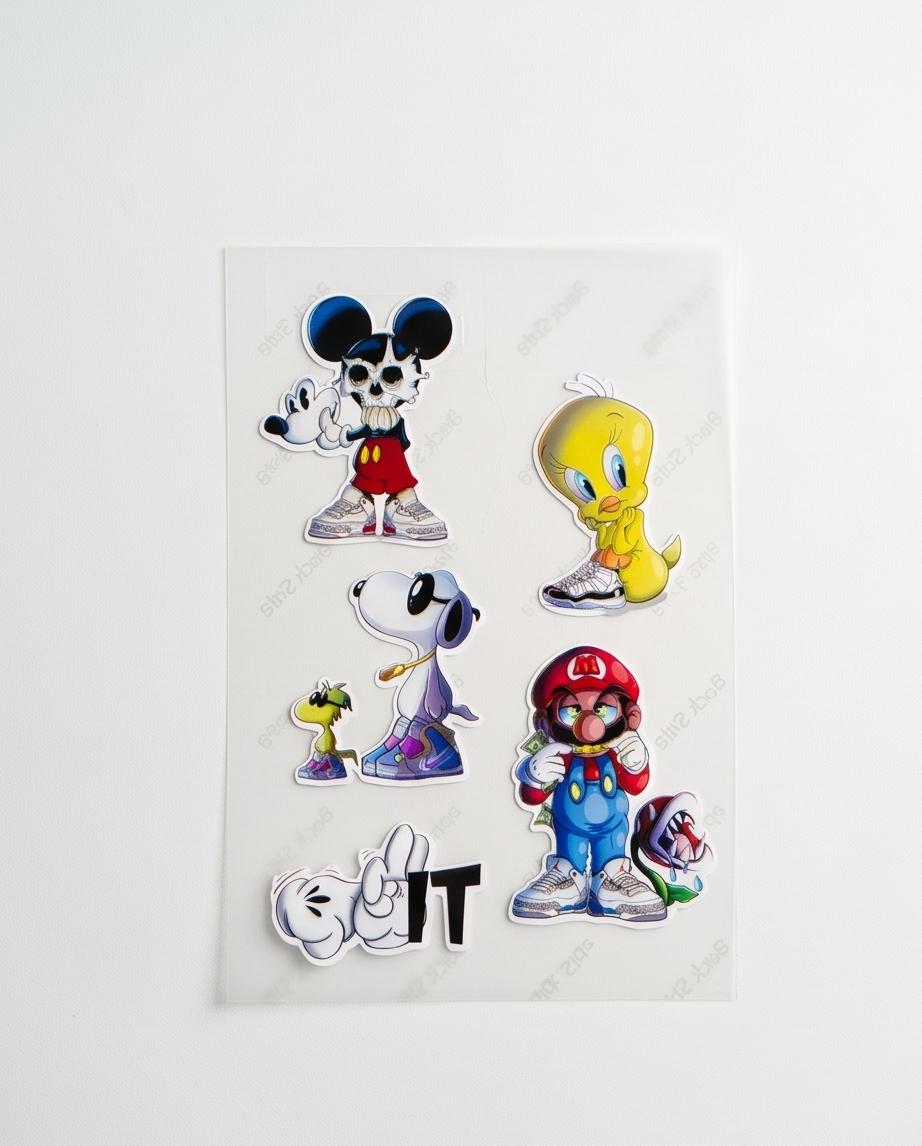 Hype Cartoon Sticker Pack / Sneaker Drip Vinyl Decals for Laptop PS5 Helmet Car Water Bottle | FRIENDS | Super Mario | Loney Toons