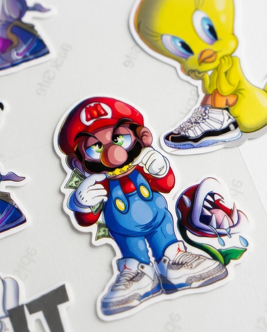 Hype Cartoon Sticker Pack / Sneaker Drip Vinyl Decals for Laptop PS5 Helmet Car Water Bottle | FRIENDS | Super Mario | Loney Toons