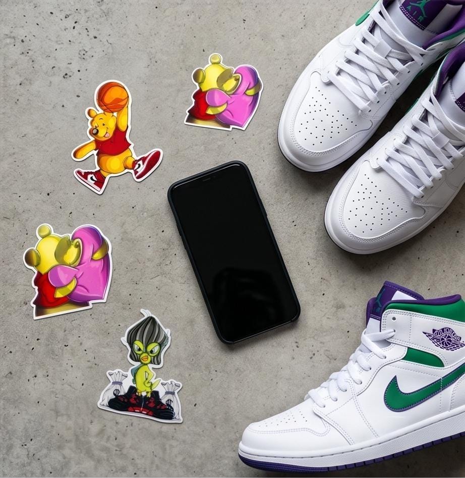 Hype Cartoon Sticker Pack / Sneaker Drip Vinyl Decals for Laptop PS5 Helmet Car Water Bottle | FRIENDS | Super Mario | Loney Toons
