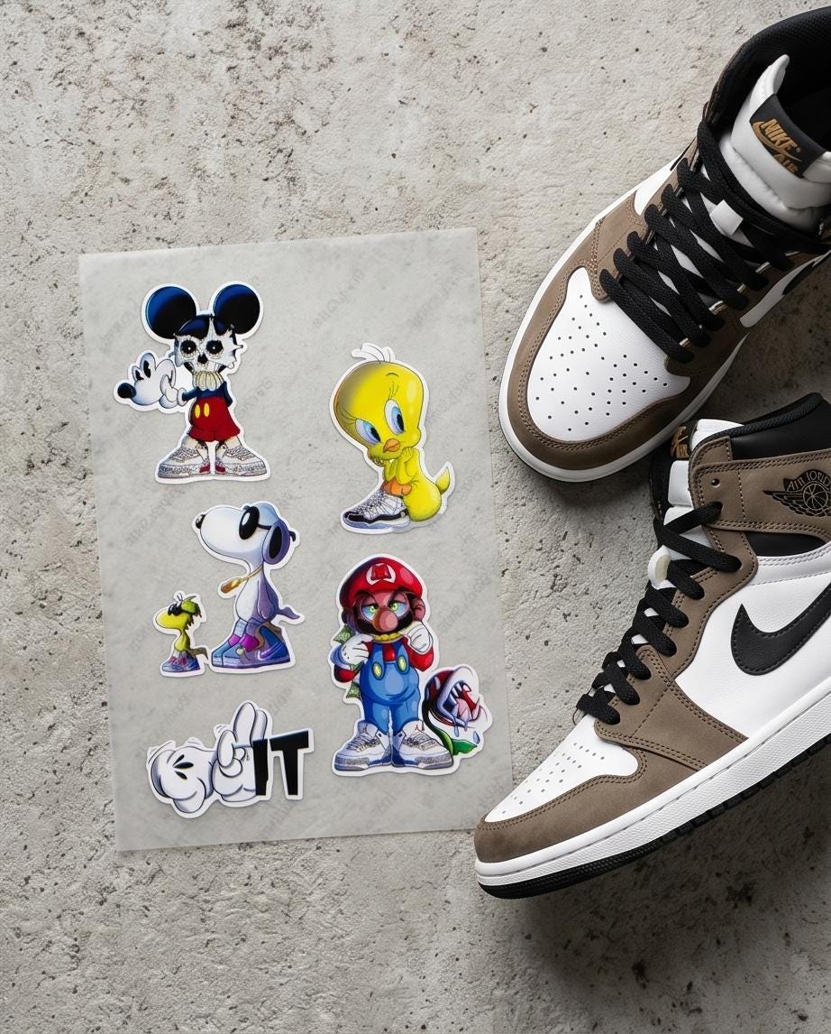 Hype Cartoon Sticker Pack / Sneaker Drip Vinyl Decals for Laptop PS5 Helmet Car Water Bottle | FRIENDS | Super Mario | Loney Toons