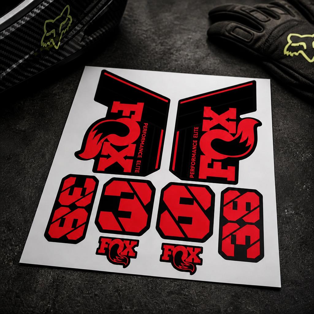 Custom Bike Decals | FOX 38 Performance Elite Aufkleber Set | MTB Federgabel Sticker Kit | Neon Gelb Schwarz |