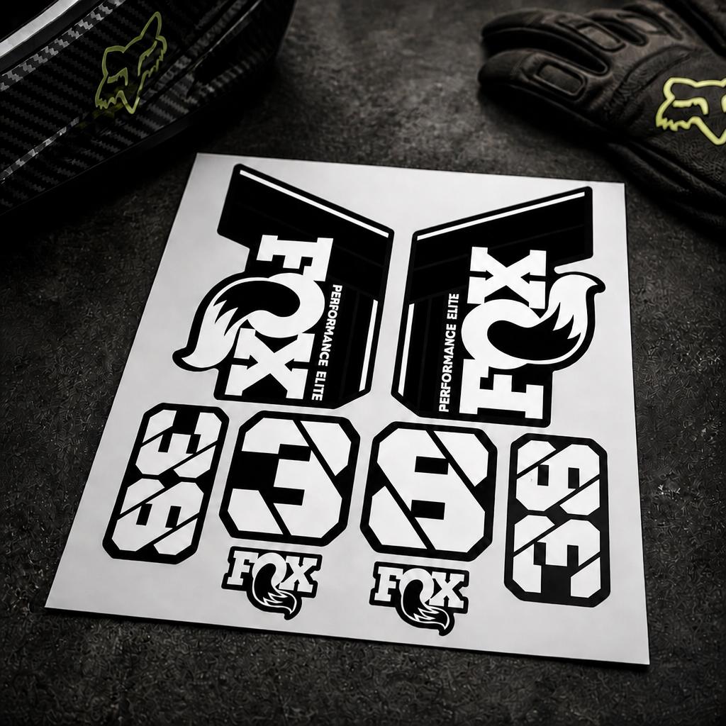 Custom Bike Decals | FOX 38 Performance Elite Aufkleber Set | MTB Federgabel Sticker Kit | Neon Gelb Schwarz |