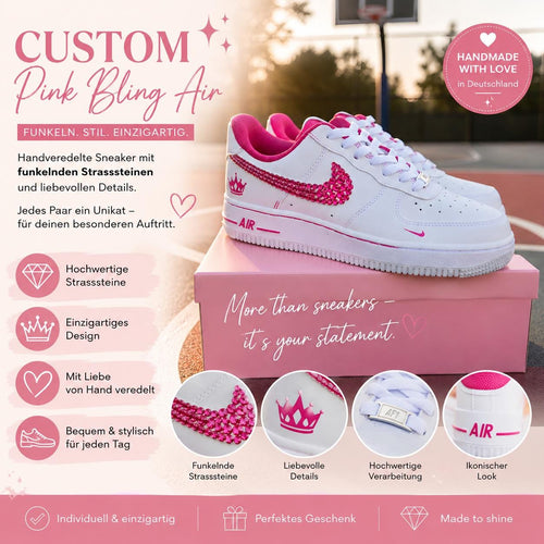 Custom Pink Bling Sneaker  Strass Sneaker Damen  Personalisierte Glitzer Schuhe  Handgemachte Fashion Sneaker  Geschenk für Sie