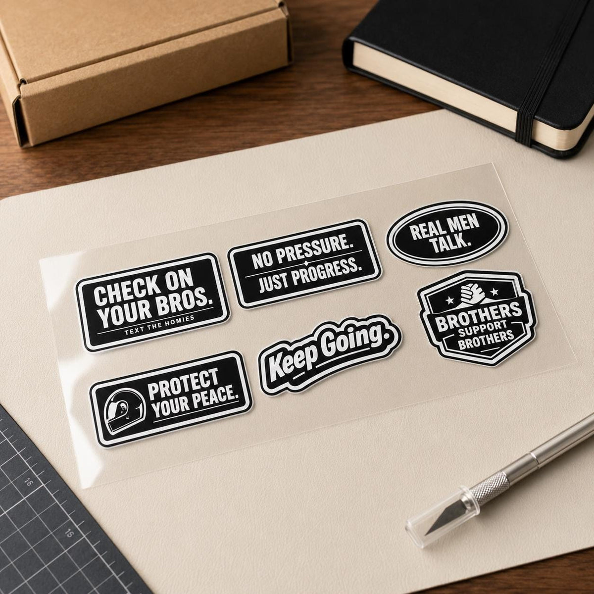 Brotherhood Sticker Pack | Mental Health Sticker Bundle | Premium Vinyl Decals | Car Laptop Helmet Motorcycle Stickers | Gift for Men