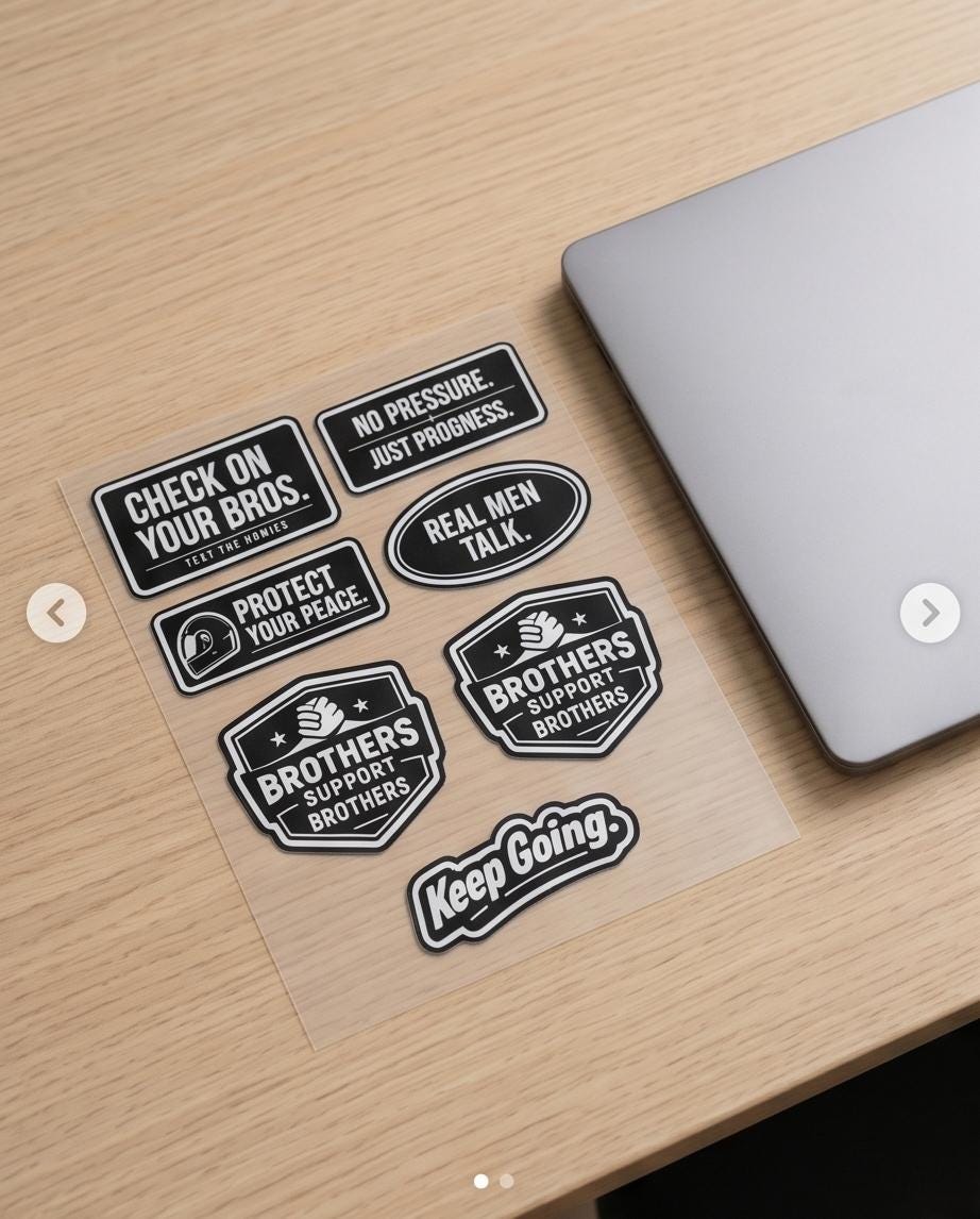 Brotherhood Sticker Pack | Mental Health Sticker Bundle | Premium Vinyl Decals | Car Laptop Helmet Motorcycle Stickers | Gift for Men