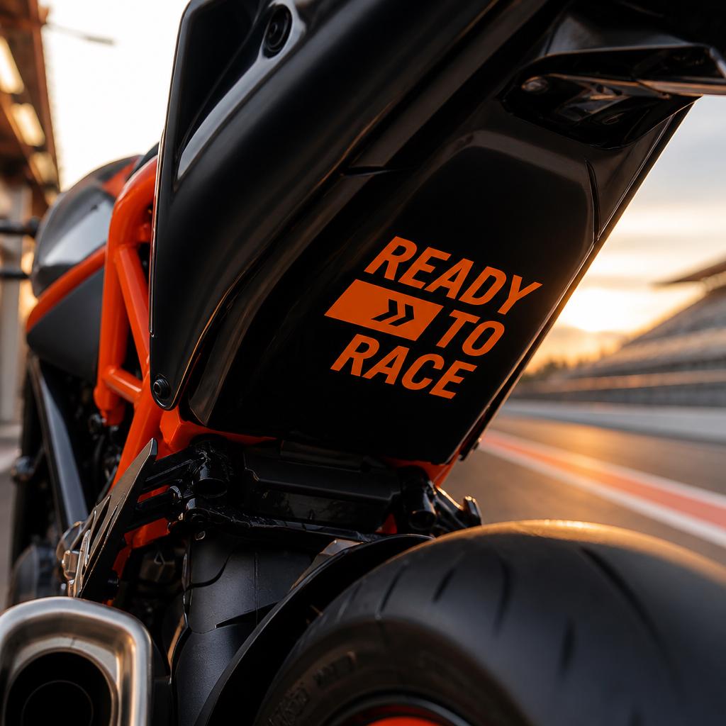 READY TO RACE Motorcycle Decal | Superduke | KtM | Racing Sticker | Premium Vinyl Graphic | Trackday Motorcycle Design