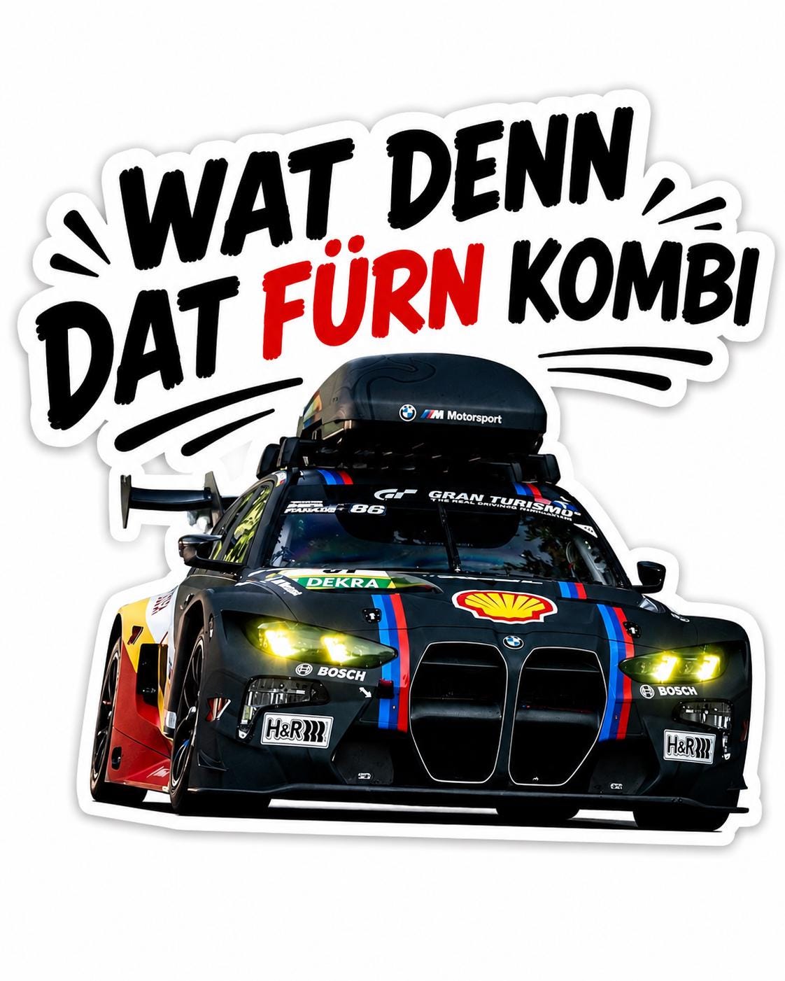 Wat denn dat fürn Kombi Sticker Bundle | Lustiger Auto Aufkleber | BMW M3 Touring Decal | Motorsport Sticker | Premium Vinyl Aufkleber