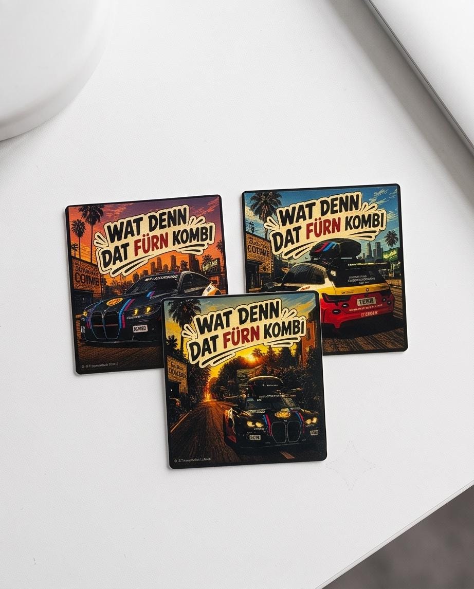 Wat denn dat fürn Kombi Sticker Bundle | Lustiger Auto Aufkleber | BMW M3 Touring Decal | Motorsport Sticker | Premium Vinyl Aufkleber