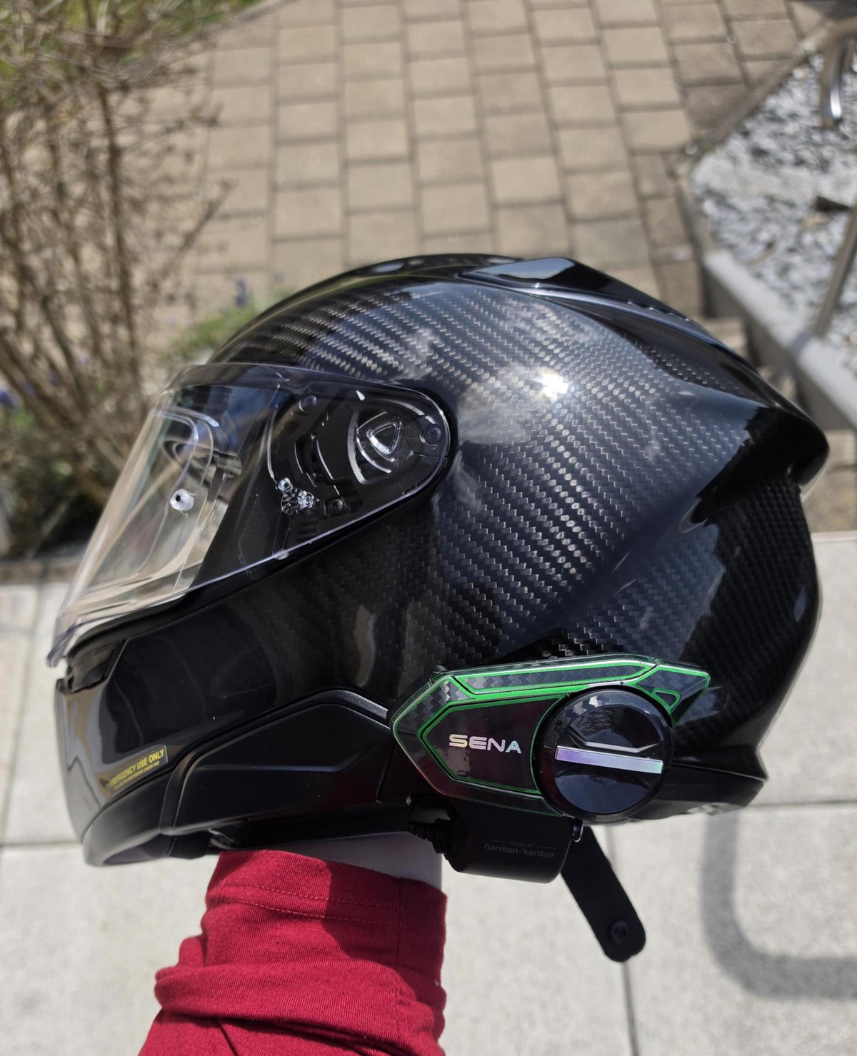 Custom Sena 50S Skin | Personalized Helmet Communicator Cover | Motorcycle Intercom Wrap | Carbon / Custom Design