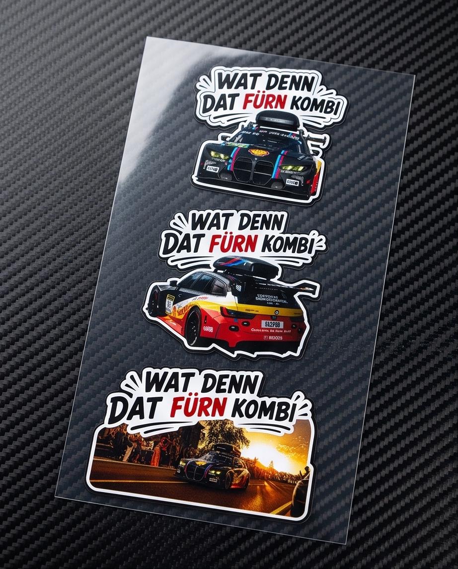 Wat denn dat fürn Kombi Sticker Bundle | Lustiger Auto Aufkleber | BMW M3 Touring Decal | Motorsport Sticker | Premium Vinyl Aufkleber