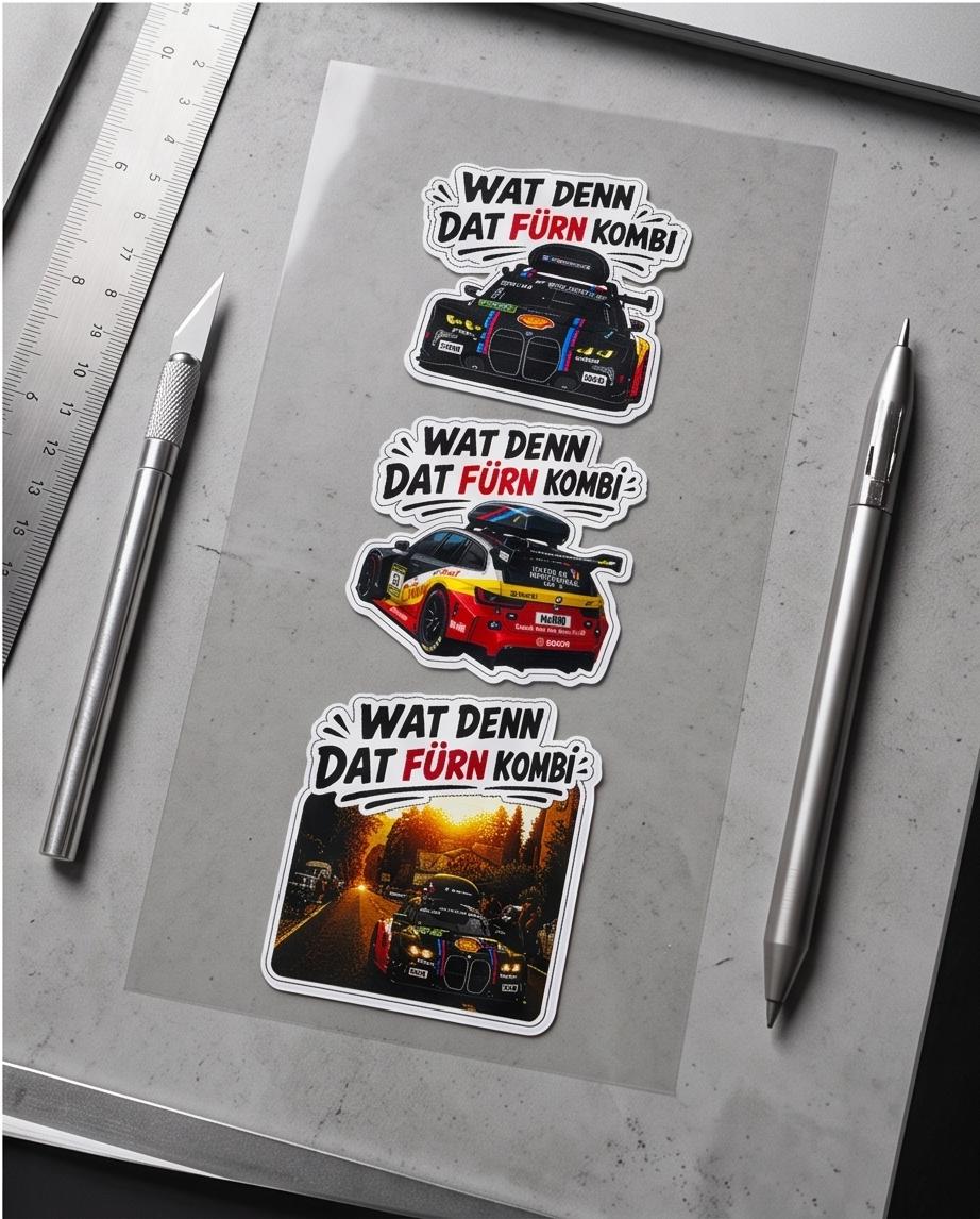 Wat denn dat fürn Kombi Sticker Bundle | Lustiger Auto Aufkleber | BMW M3 Touring Decal | Motorsport Sticker | Premium Vinyl Aufkleber