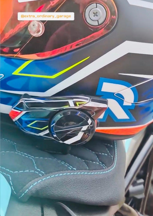 Custom Sena 50S Skin | Personalized Helmet Communicator Cover | Motorcycle Intercom Wrap | Carbon / Custom Design