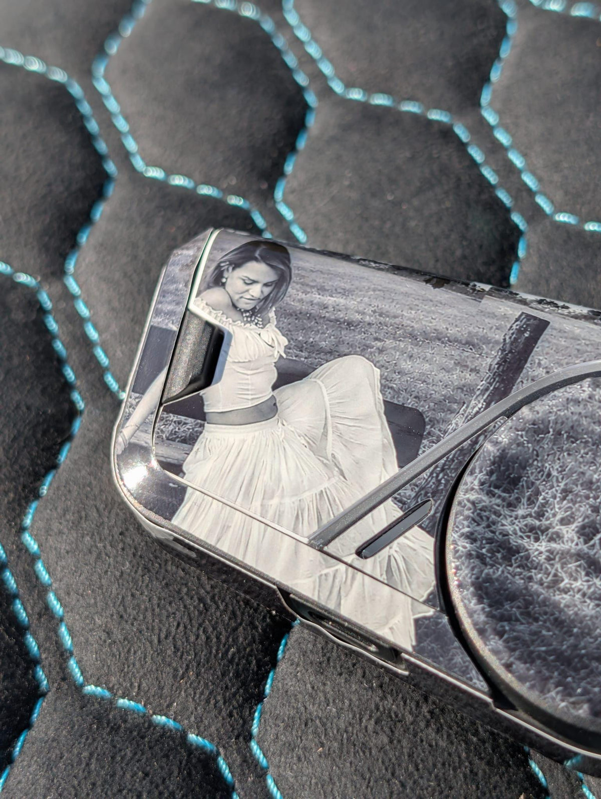 Custom Sena 60S Skin | Personalized Helmet Communicator Cover | Motorcycle Intercom Wrap | Carbon / Custom Design