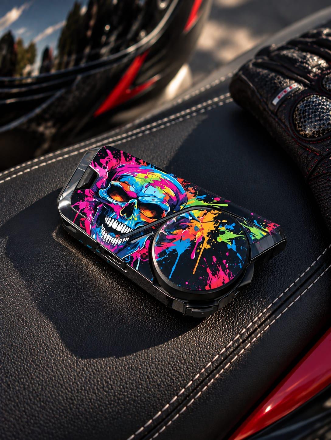 Custom Sena 60S Skin | Personalized Helmet Communicator Cover | Motorcycle Intercom Wrap | Carbon / Custom Design