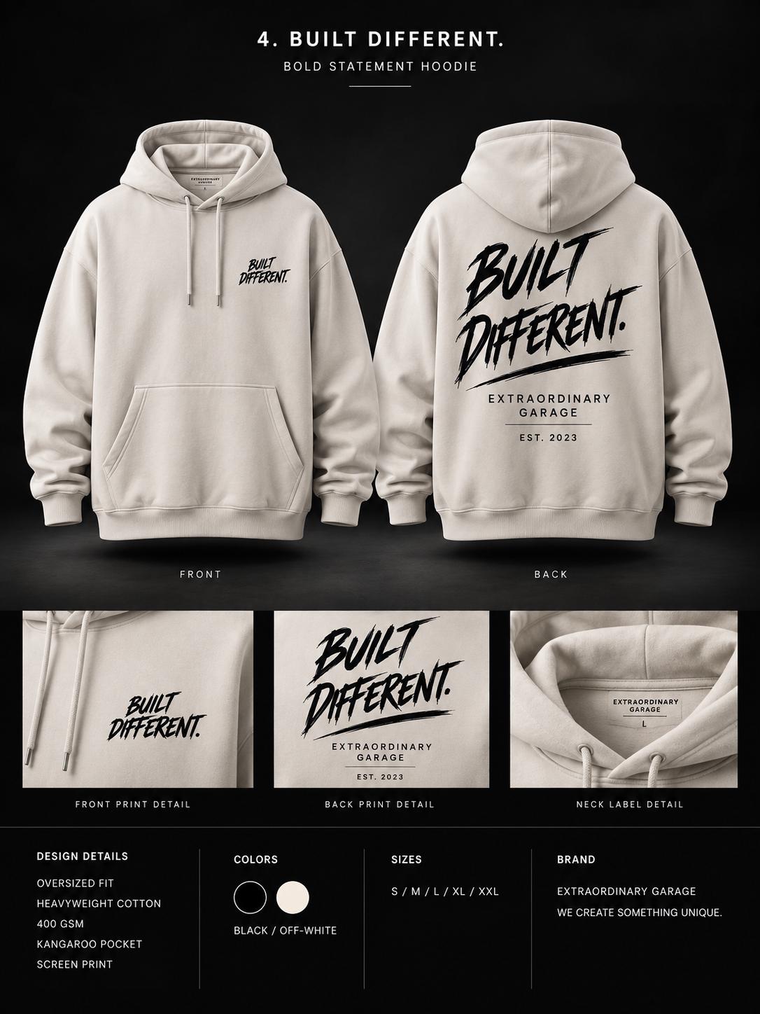 Oversized T-Shirt Herren  Build Different | Streetwear Statement Shirt Schwarz | Car Enthusiast Tee 240gsm Heavyweight Cotton