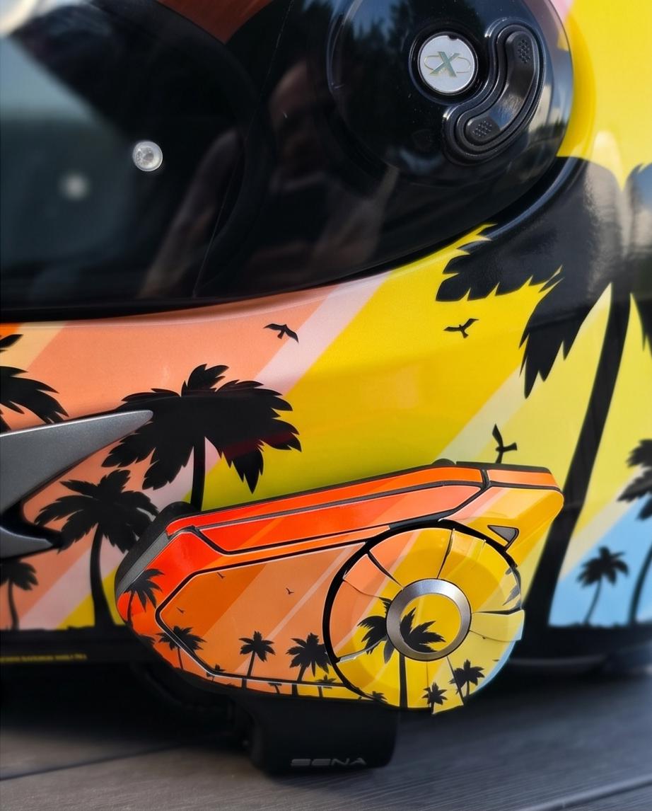 Custom Sena 30K Skin | Personalized Helmet Communicator Cover | Motorcycle Intercom Wrap | Carbon / Custom Design