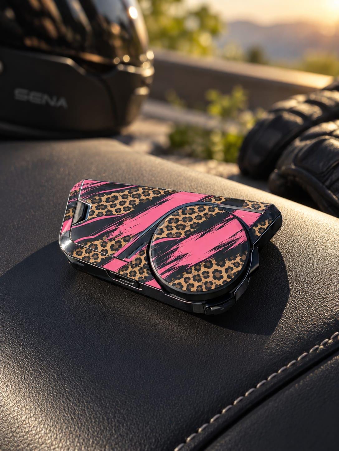 Custom Sena 60S Skin | Personalized Helmet Communicator Cover | Motorcycle Intercom Wrap | Carbon / Custom Design